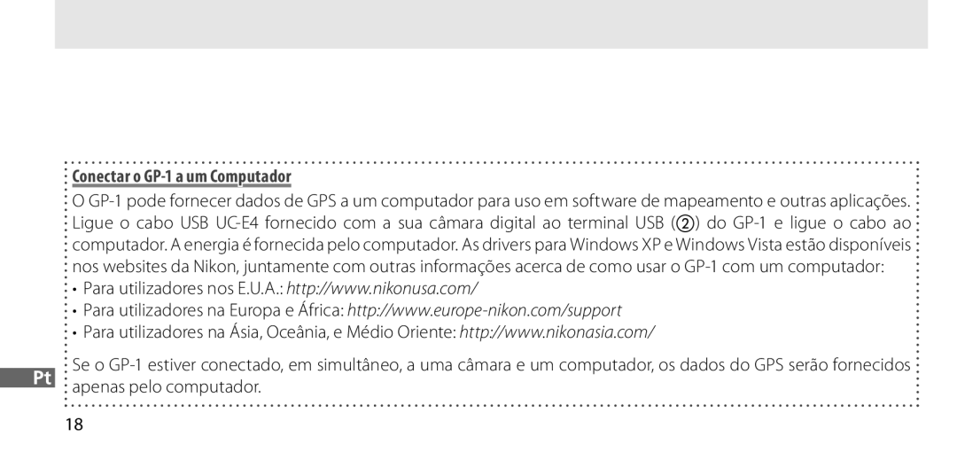 Nikon GP-1 manual Apenas pelo computador 