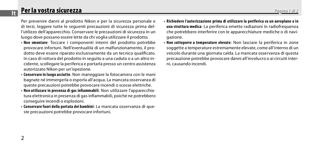 Nikon GP-1 manual Per la vostra sicurezza 