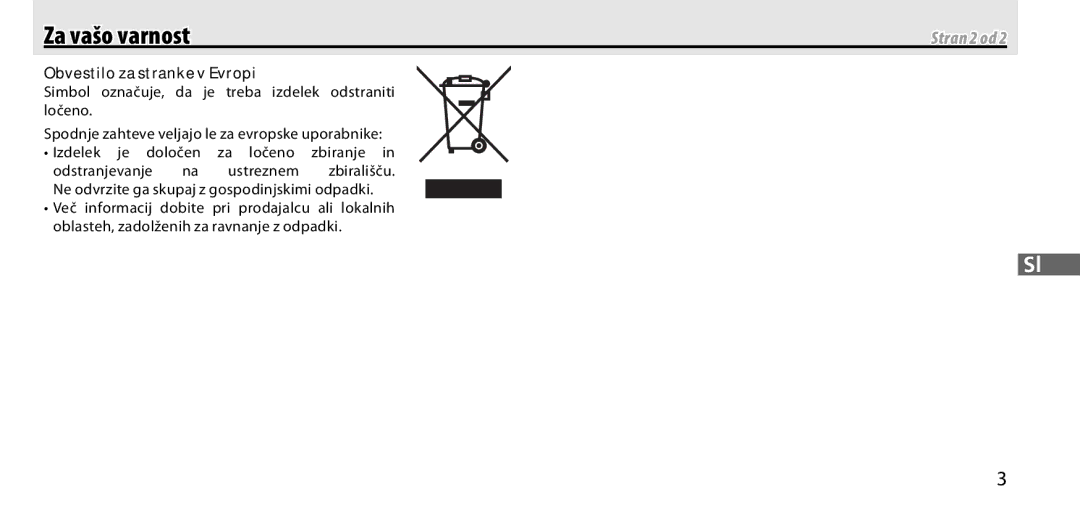 Nikon GP-1 manual Stran 2 od, Obvestilo za stranke v Evropi 