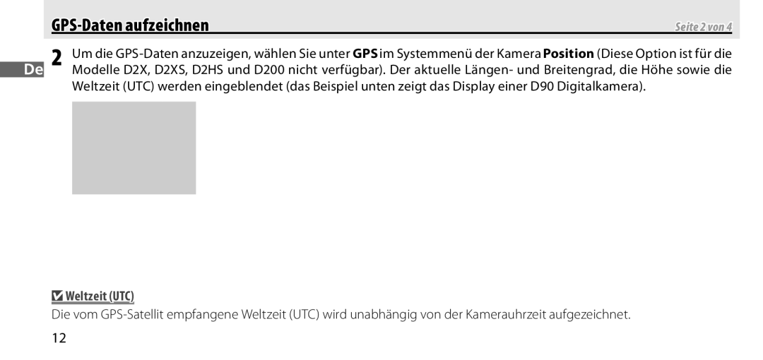 Nikon GP-1 manual Weltzeit UTC 