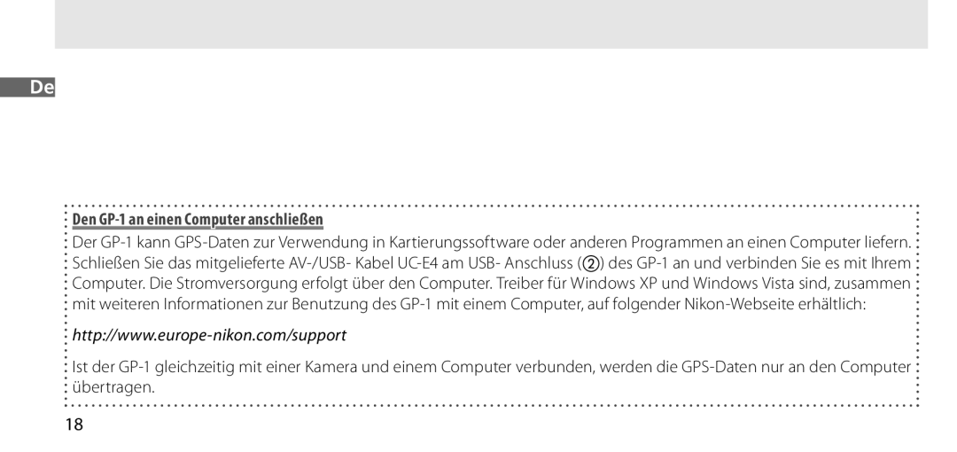 Nikon manual Den GP-1 an einen Computer anschließen 