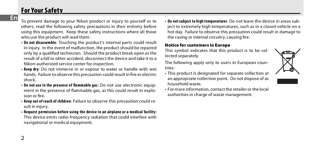 Nikon GP-1 manual For Your Safety 