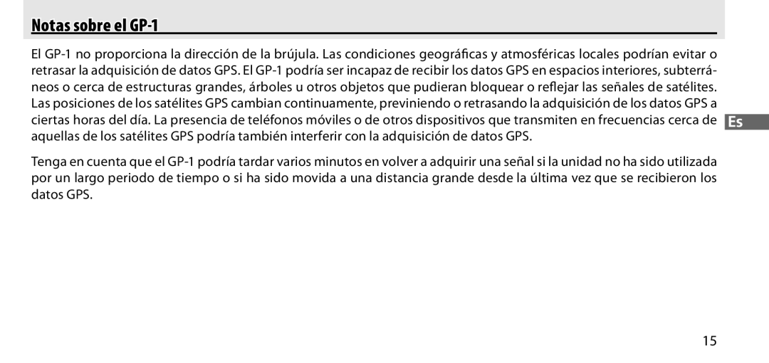 Nikon manual Notas sobre el GP-1 