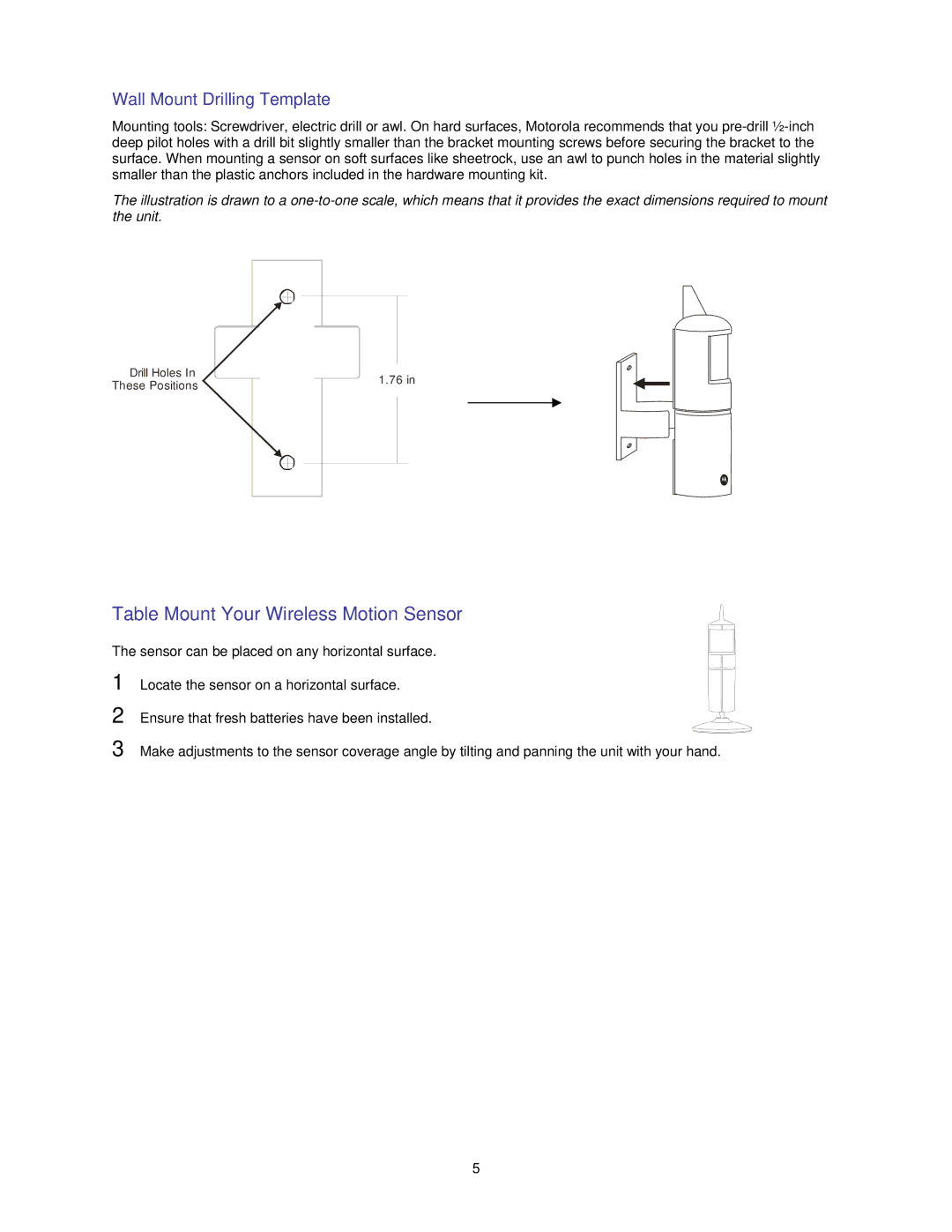 Nikon HMSM4050 quick start Table Mount Your Wireless Motion Sensor, Wall Mount Drilling Template 