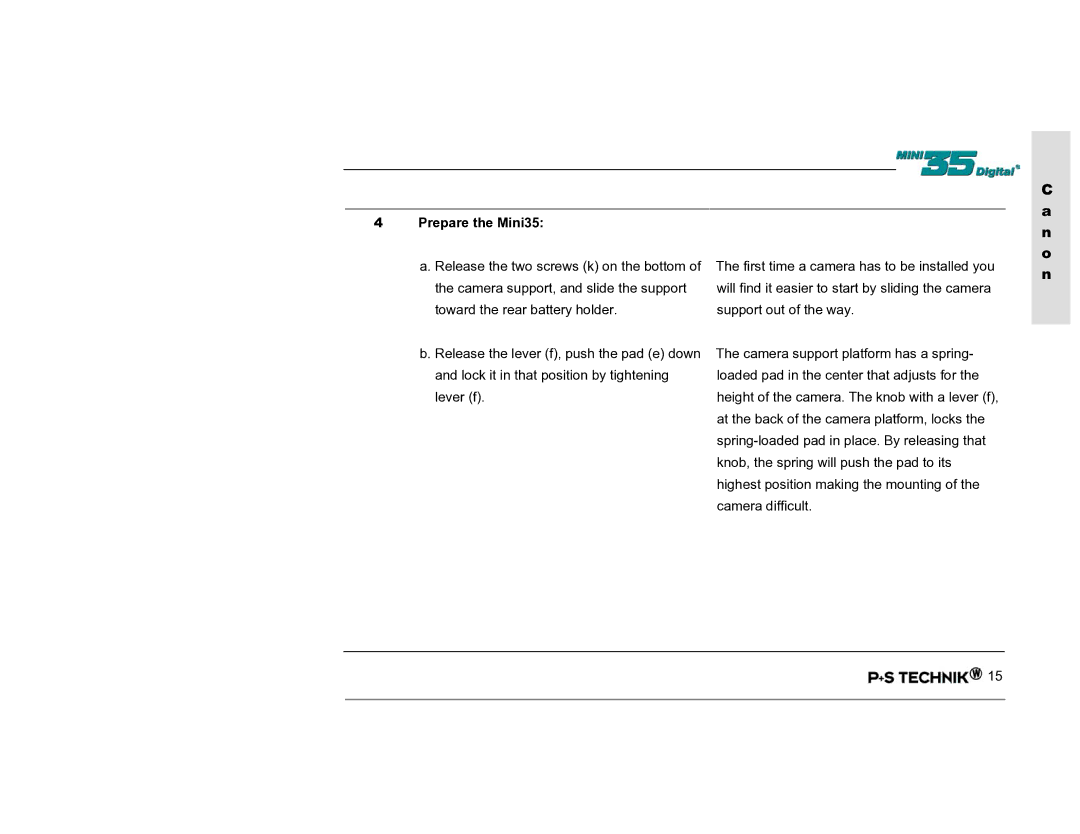 Nikon Image Converter user manual N o, Prepare the Mini35 