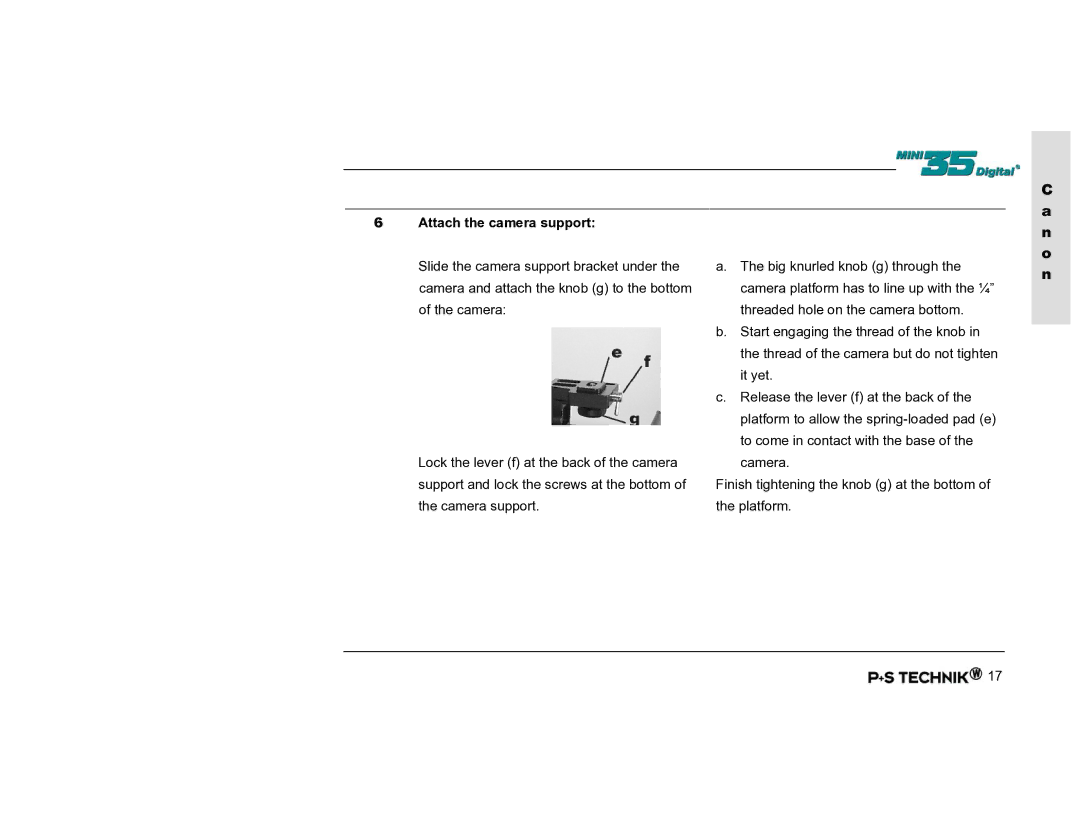 Nikon Image Converter user manual N o n, Attach the camera support 