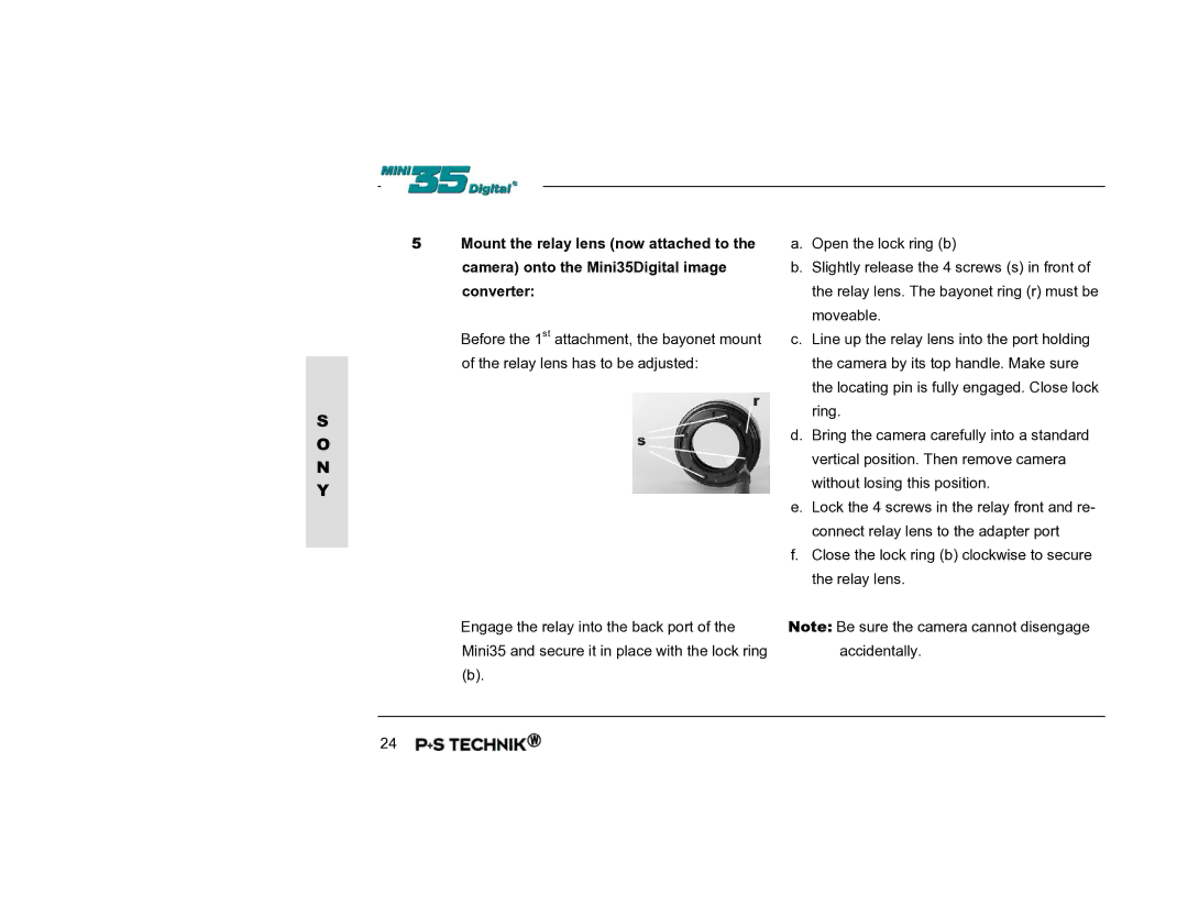 Nikon Image Converter user manual Mount the relay lens now attached to, Camera onto the Mini35Digital image 