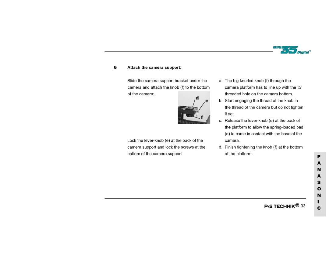 Nikon Image Converter user manual Attach the camera support 