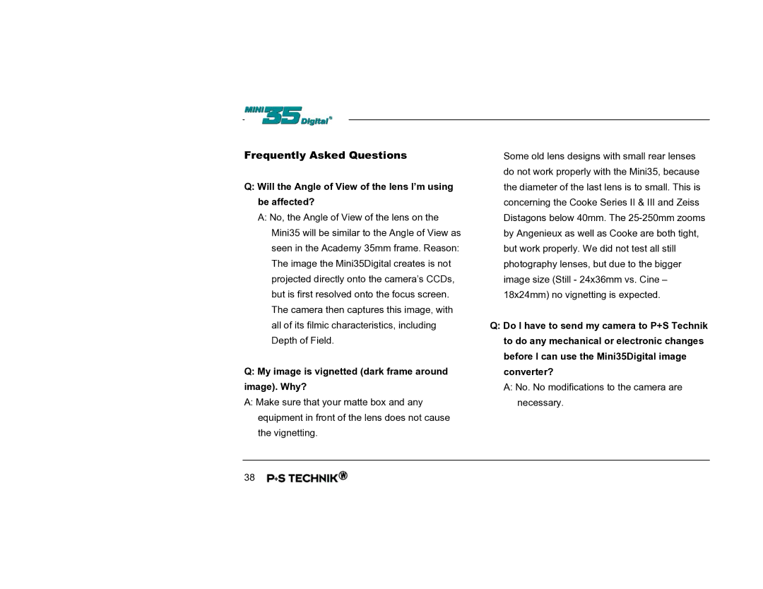 Nikon Image Converter user manual Frequently Asked Questions, Will the Angle of View of the lens I’m using be affected? 