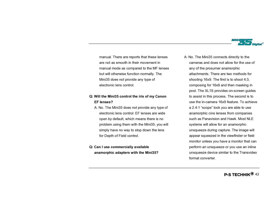 Nikon Image Converter user manual Will the Mini35 control the iris of my Canon EF lenses? 