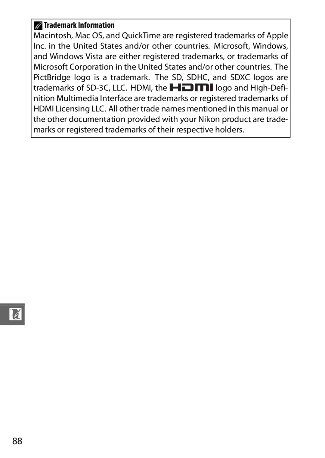 Nikon J2 White, 6MVA3111 01, SB2F01 11 user manual ATrademark Information 