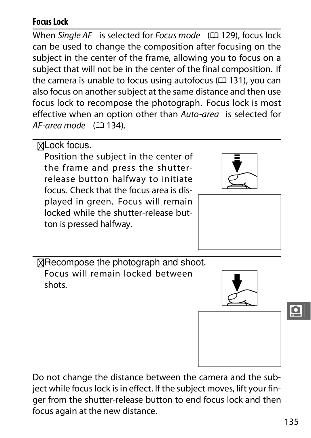 Nikon J3 White, 27658, 27649, 27638, 27637 manual Focus Lock, Lock focus, Recompose the photograph and shoot 