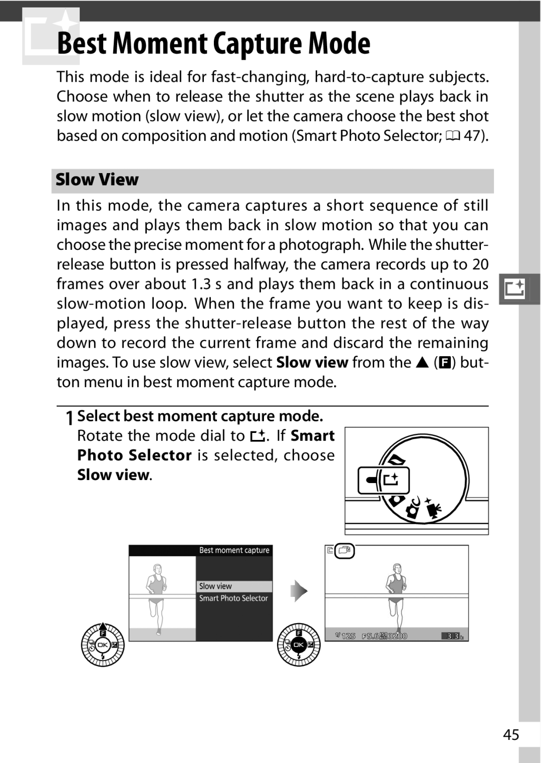 Nikon J3 White, 27658, 27649, 27638, 27637 manual BBest Moment Capture Mode, Slow View 