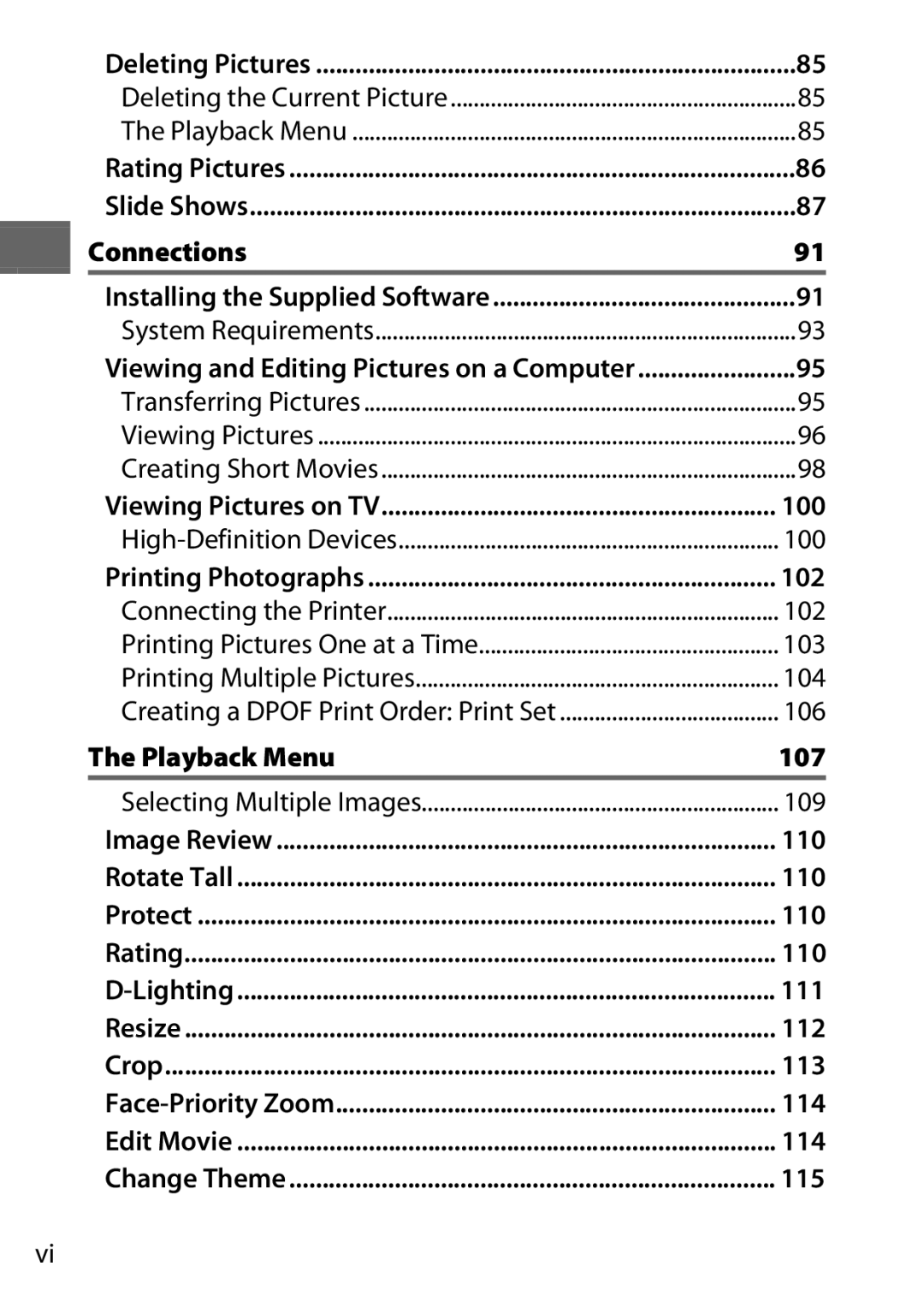 Nikon 27649, J3 White, 27658, 27638, 27637 manual Connections, Playback Menu 