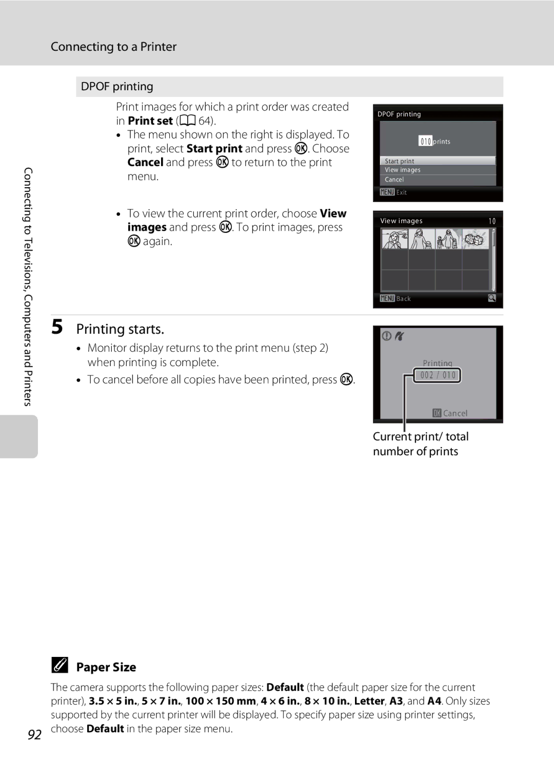 Nikon COOLPIXL110BK, COOLPIXL110RED, Coolpix L110 user manual Paper Size 