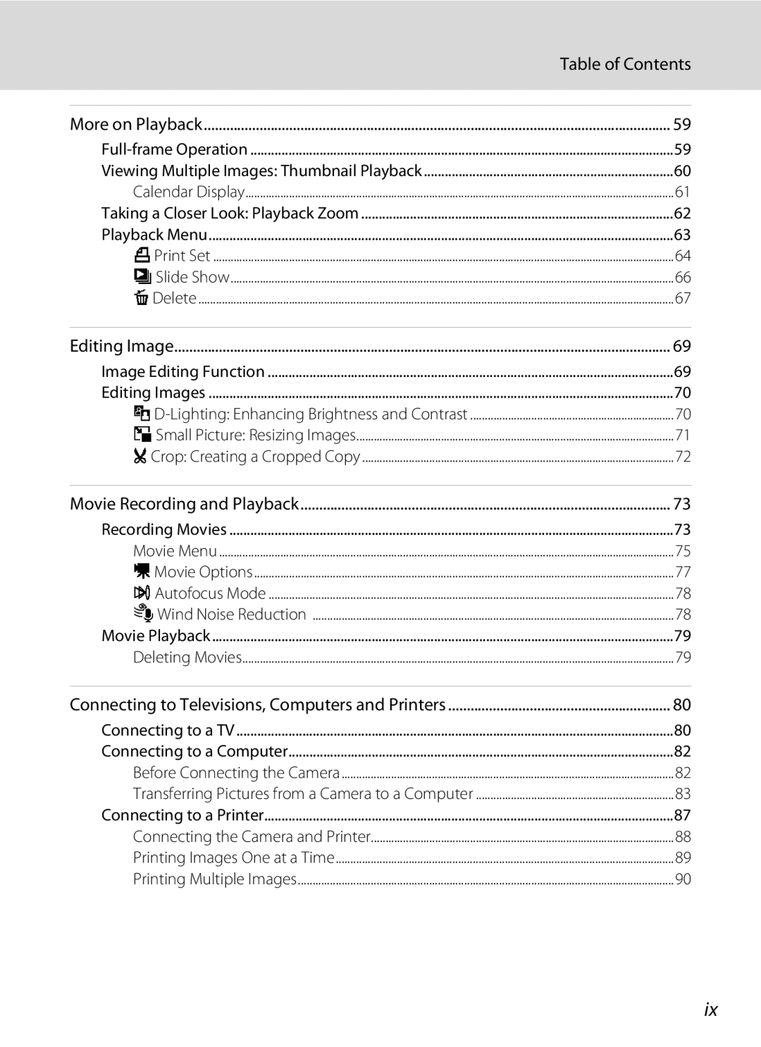 Nikon Coolpix L110, COOLPIXL110BK, COOLPIXL110RED user manual Table of Contents 