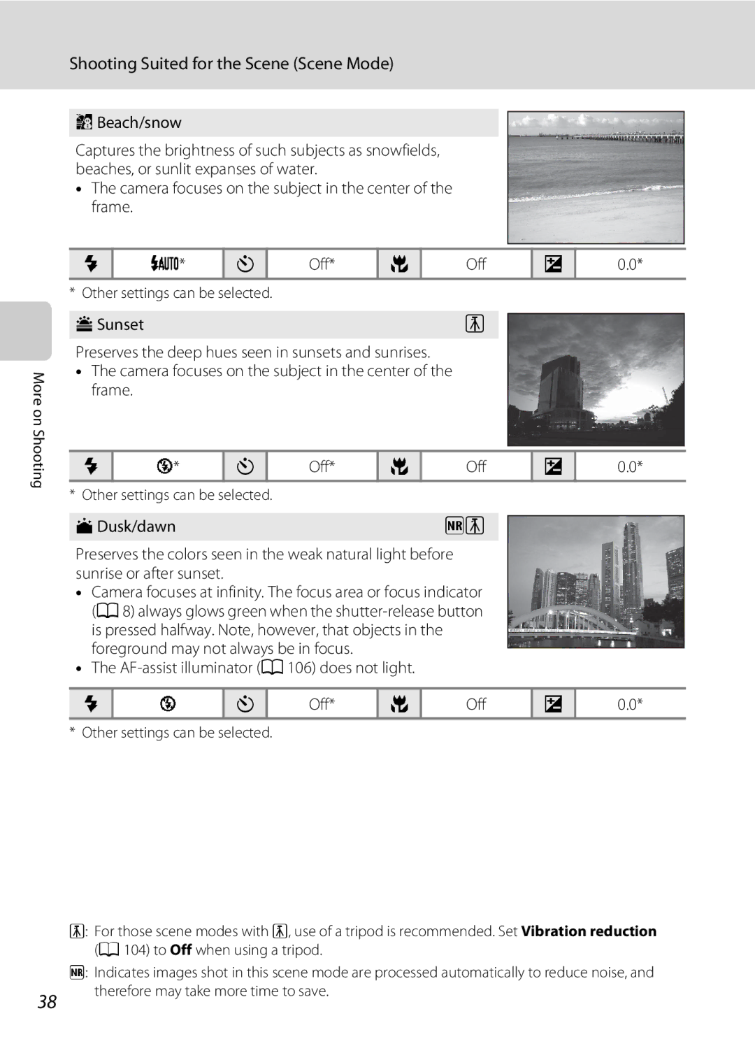 Nikon COOLPIXL110RED, COOLPIXL110BK, Coolpix L110 user manual Beach/snow, HSunset 