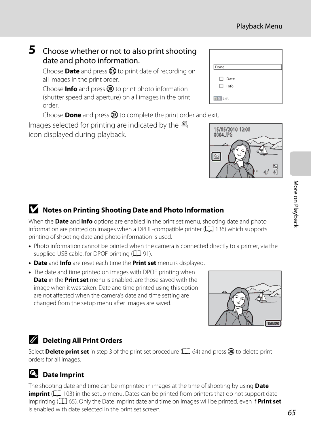 Nikon COOLPIXL110BK, COOLPIXL110RED, Coolpix L110 user manual Deleting All Print Orders, Date Imprint 