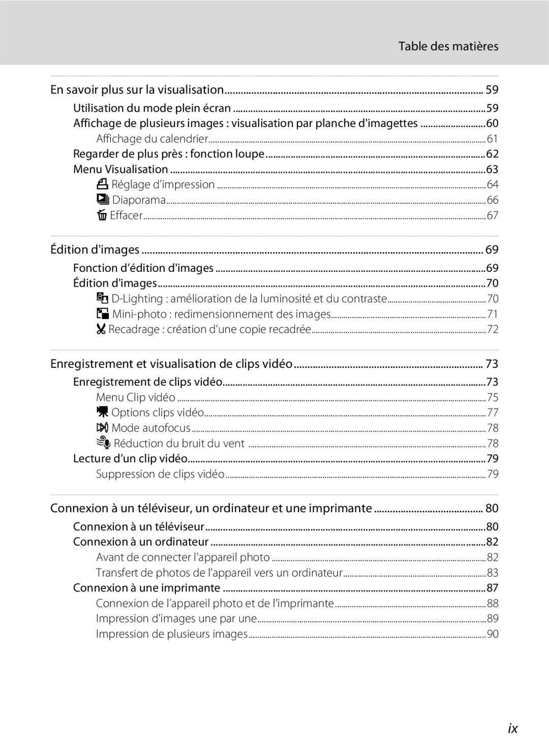 Nikon L110 manuel dutilisation Table des matières 