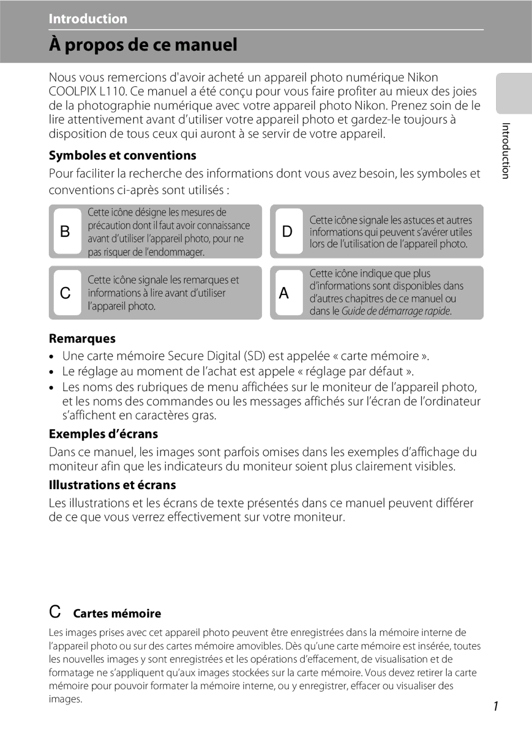 Nikon L110 manuel dutilisation Propos de ce manuel 