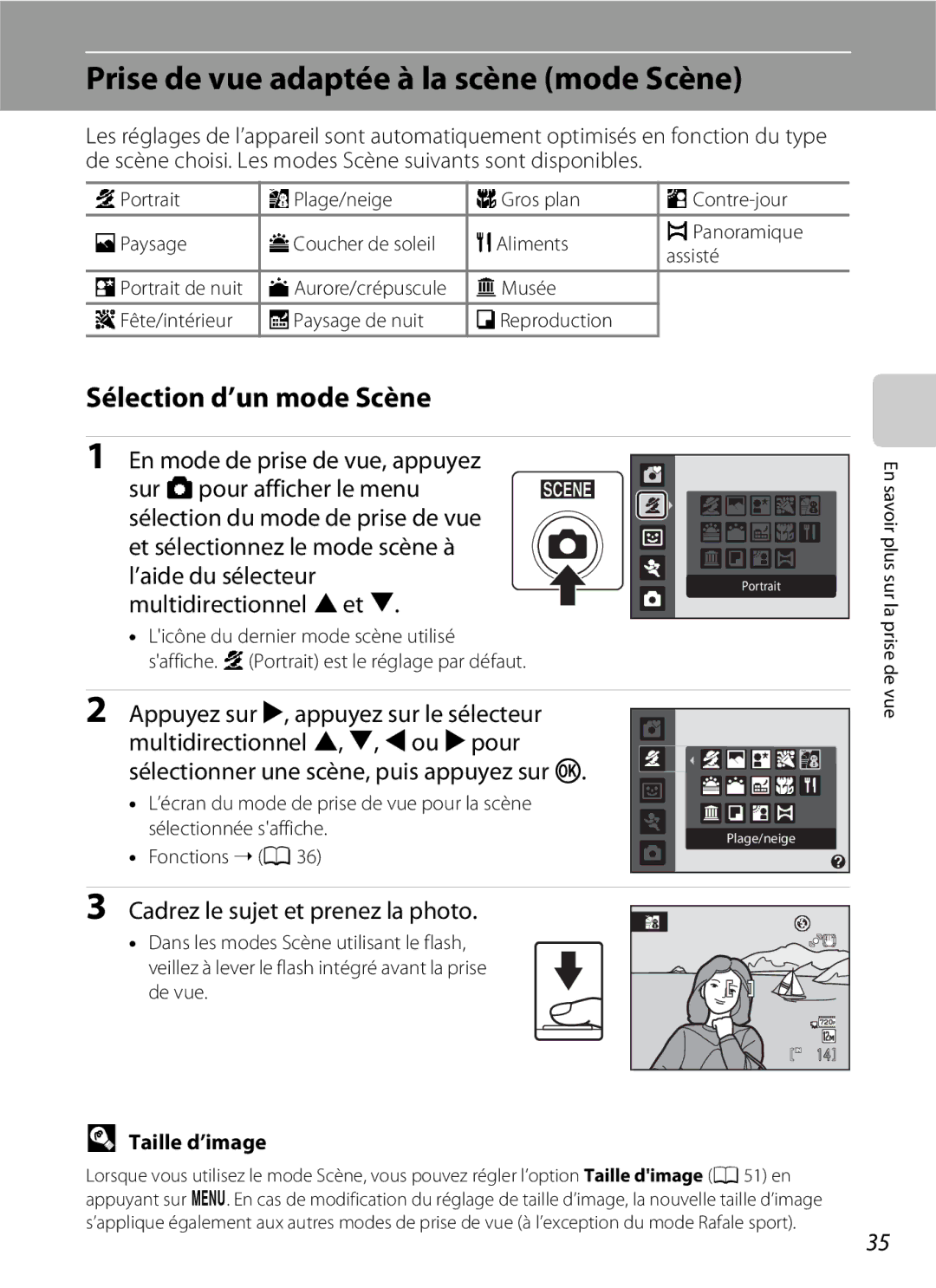 Nikon L110 Prise de vue adaptée à la scène mode Scène, Sélection d’un mode Scène, Multidirectionnel Het, Taille d’image 