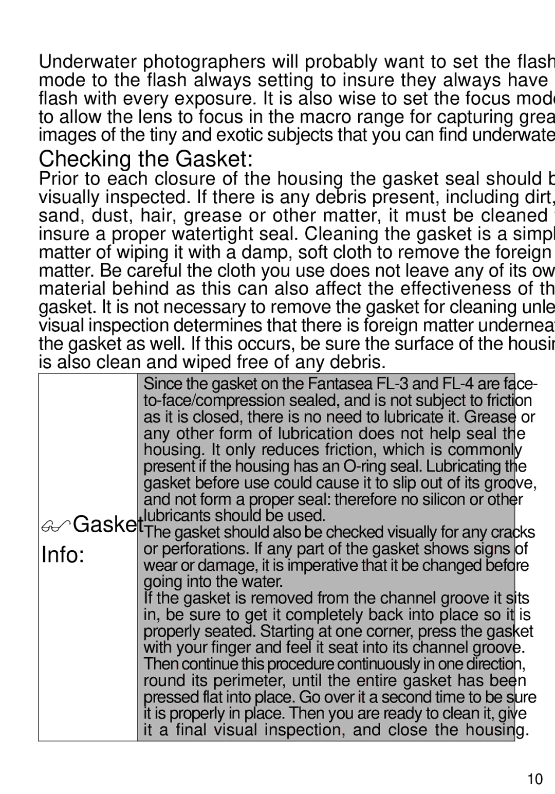 Nikon L3, L2 manual Checking the Gasket, Gasket Info 