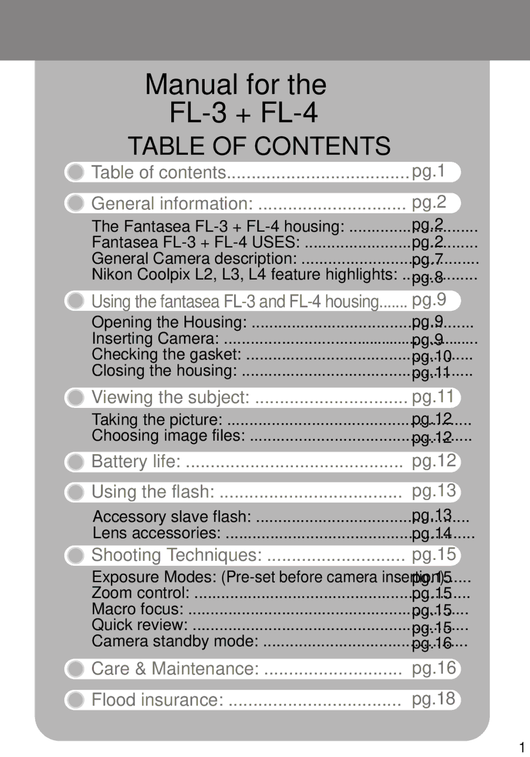 Nikon L2, L3 manual Manual for FL-3 + FL-4 