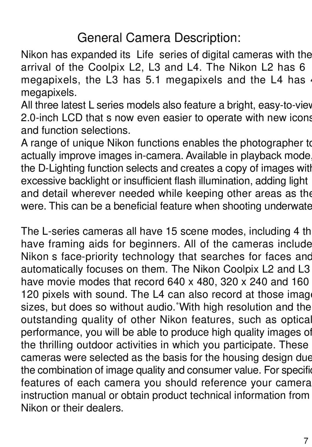 Nikon L2, L3 manual General Camera Description 