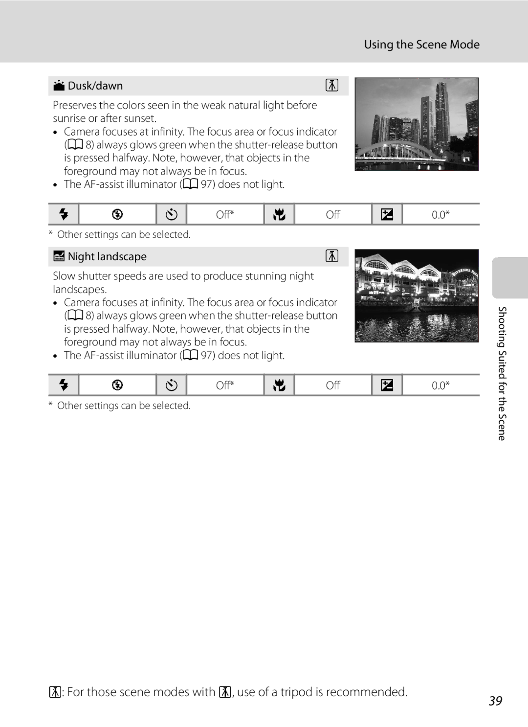 Nikon COOLPIXL22BLK, L21, COOLPIXL22R user manual Other settings can be selected Shooting Suited for the Scene 