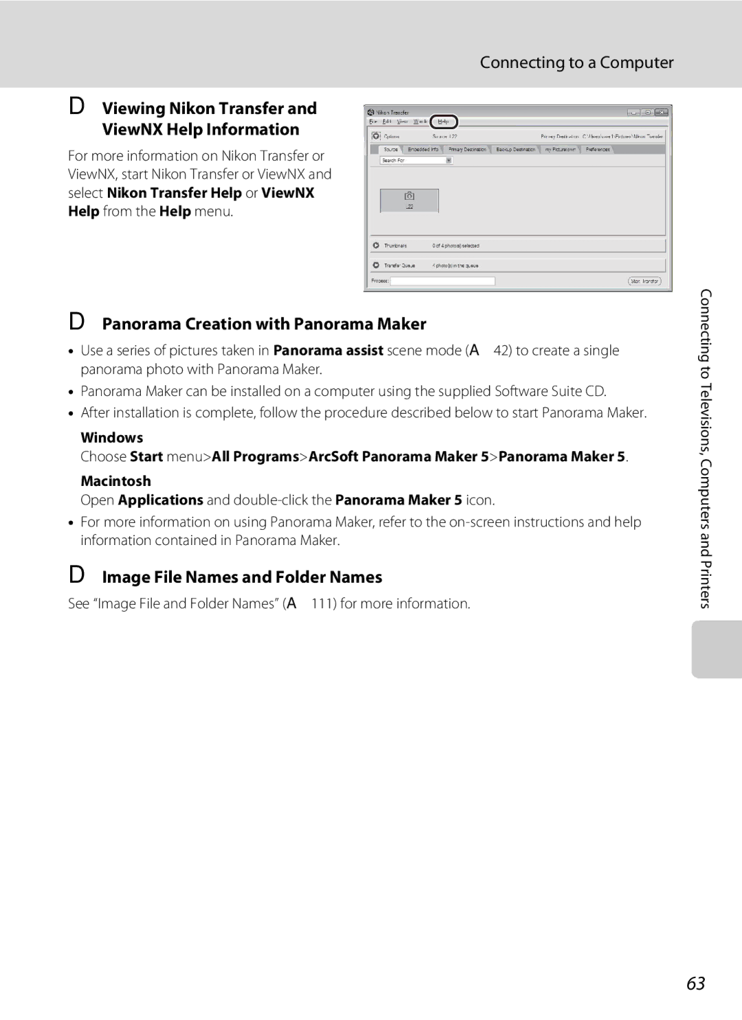 Nikon COOLPIXL22BLK, L21, COOLPIXL22R user manual Panorama Creation with Panorama Maker, Image File Names and Folder Names 