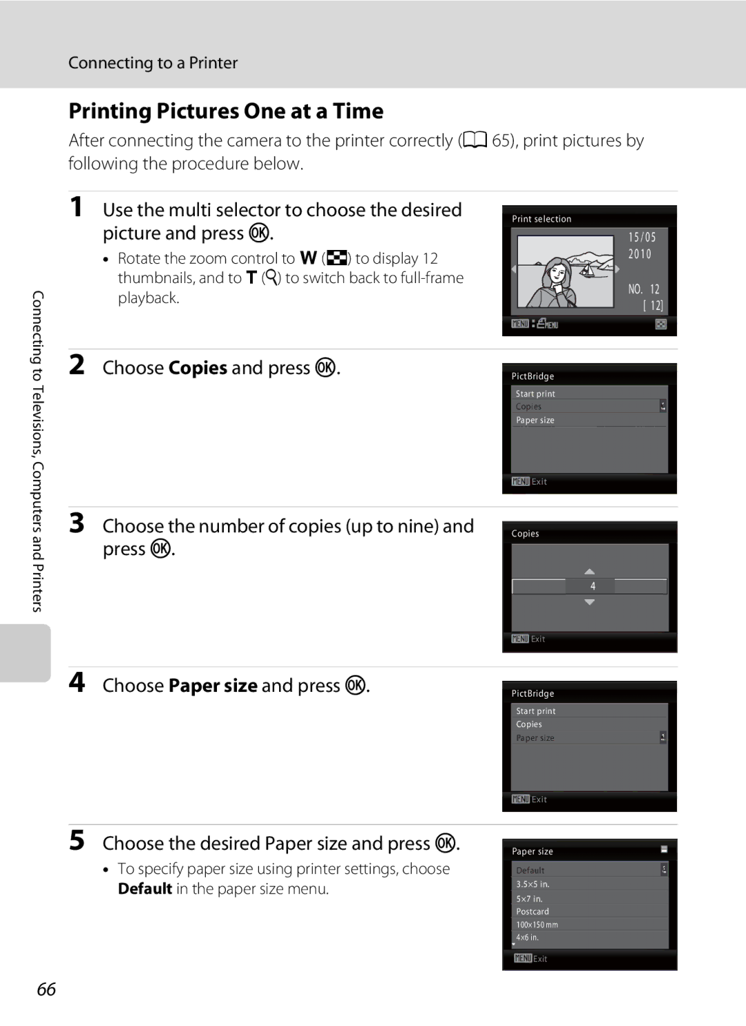 Nikon COOLPIXL22R, L21, COOLPIXL22BLK user manual Printing Pictures One at a Time 