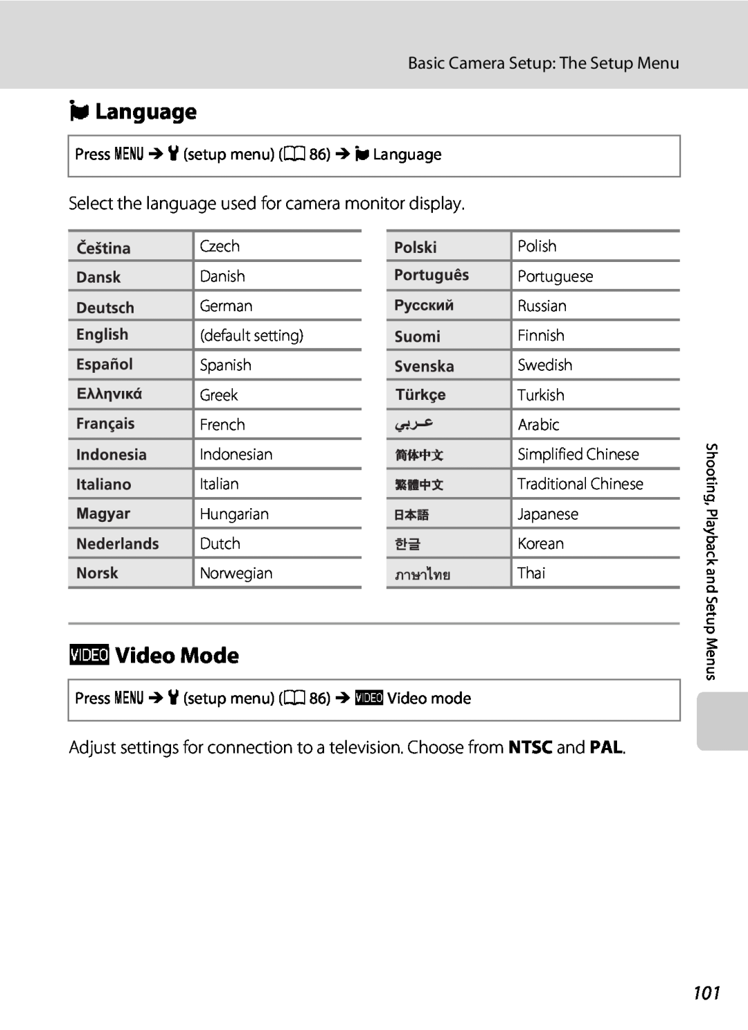 Nikon L21, COOLPIXL22R, COOLPIXL22BLK user manual n Language, oVideo Mode 