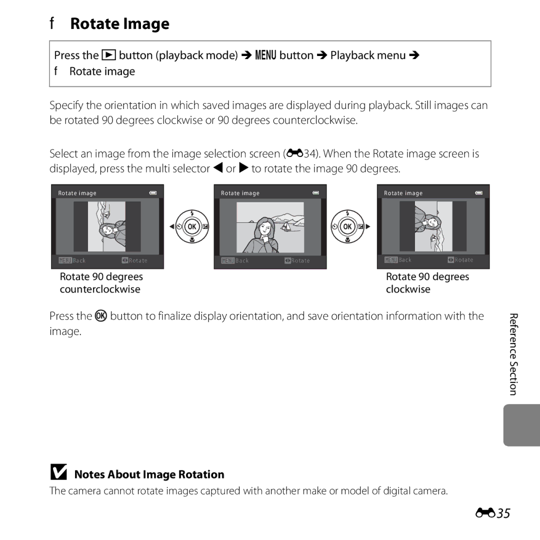 Nikon 26299, L25, COOLPIXL26SIL, COOLPIXL26RED, COOLPIXL26BLK manual FRotate Image, E35 