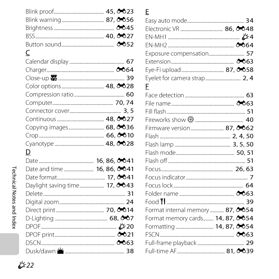 Nikon L25, COOLPIXL26SIL, COOLPIXL26RED, COOLPIXL26BLK, 26299 manual F22 