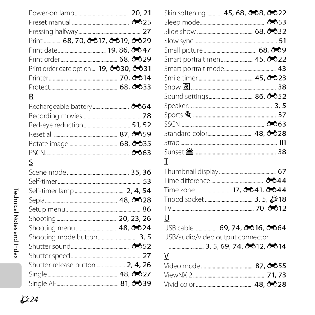 Nikon COOLPIXL26SIL, L25, COOLPIXL26RED, COOLPIXL26BLK, 26299 F24, Skin softening........... , 68, E8, E22, 69, 74, E12, E14 