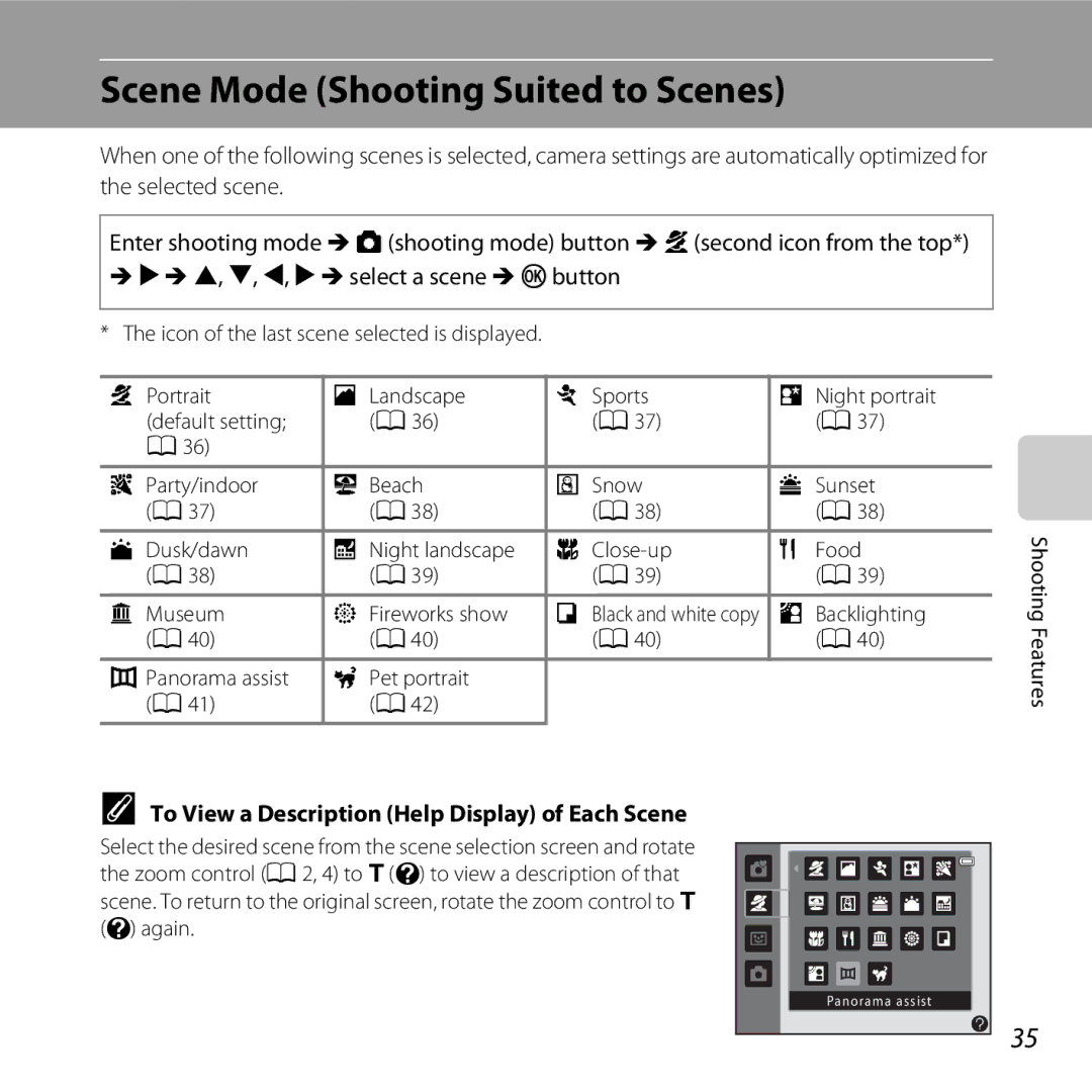 Nikon L26, L25, 26299 Scene Mode Shooting Suited to Scenes, Backlighting, Panorama assist Pet portrait Shooting Features 