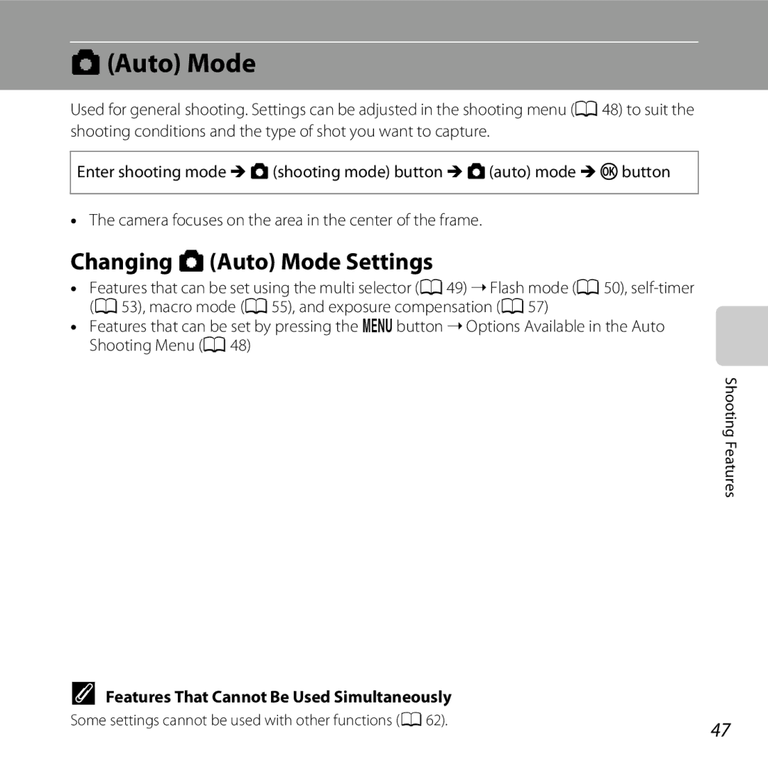 Nikon L25, COOLPIXL26SIL, COOLPIXL26RED, COOLPIXL26BLK, 26299 manual Changing AAuto Mode Settings 