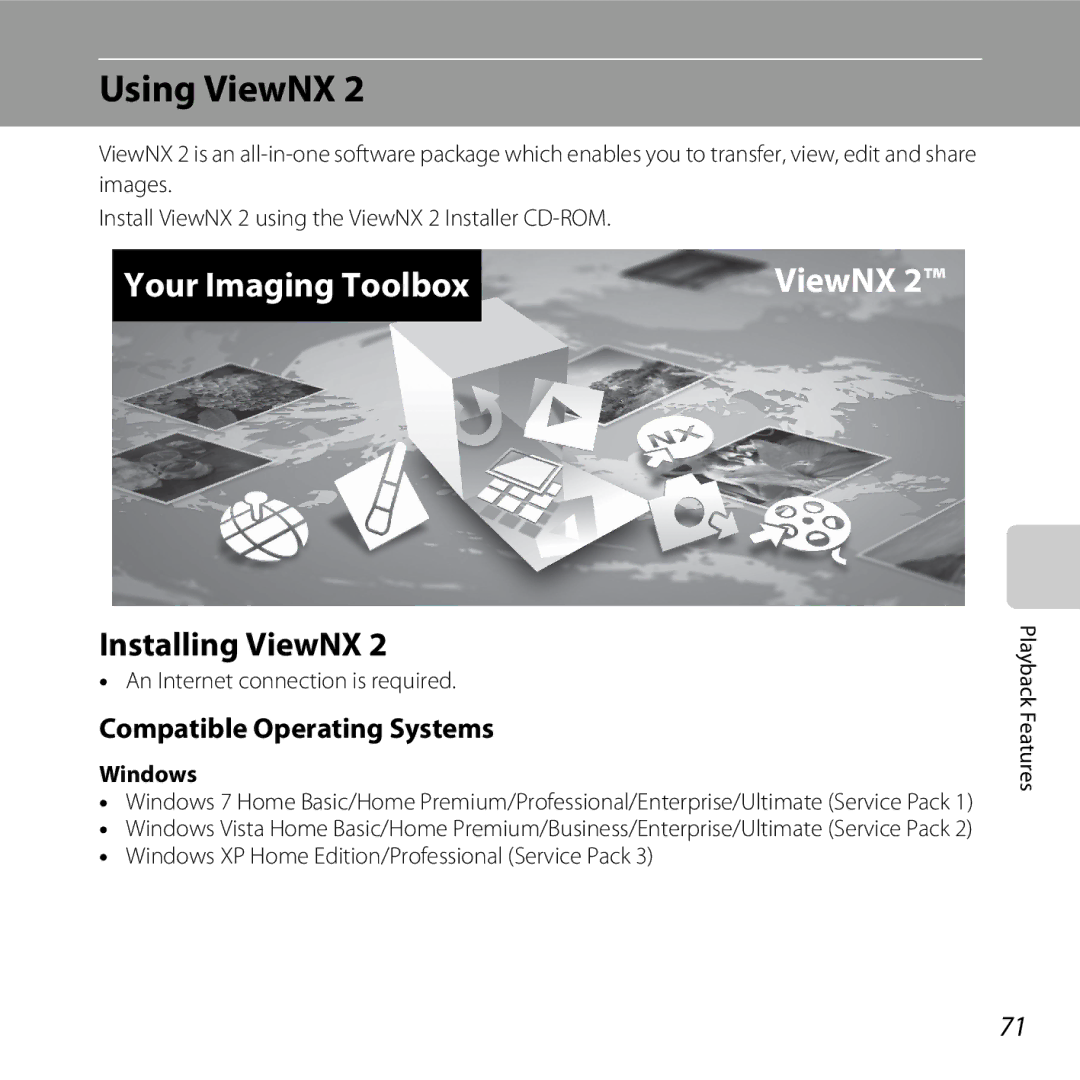 Nikon L25, COOLPIXL26SIL, COOLPIXL26RED, 26299 Using ViewNX, Installing ViewNX, Compatible Operating Systems, Windows 