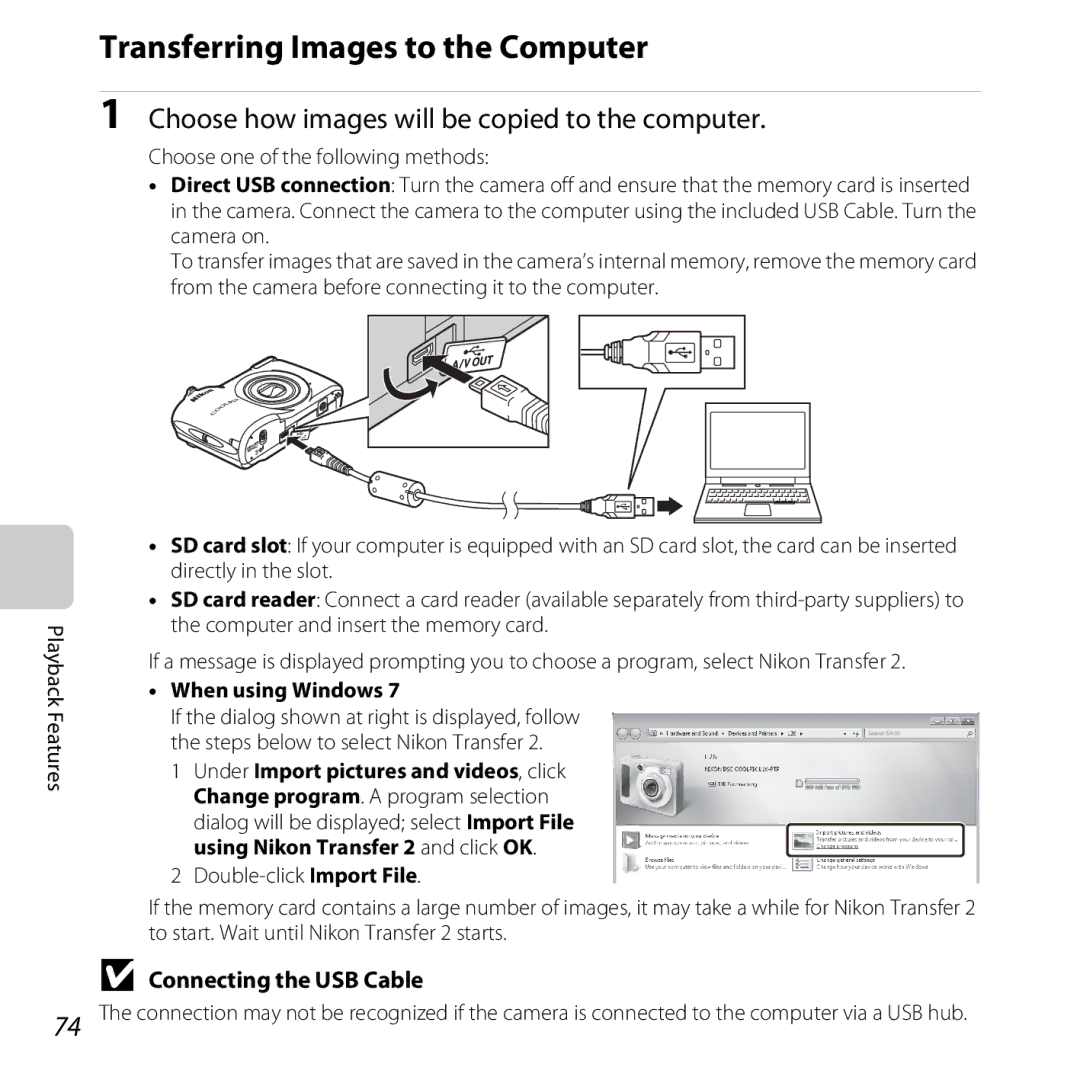 Nikon COOLPIXL26BLK, L25, 26299 manual Transferring Images to the Computer, Choose how images will be copied to the computer 