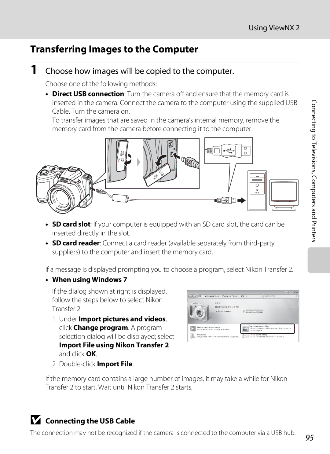 Nikon 26331 Transferring Images to the Computer, Choose how images will be copied to the computer, When using Windows 