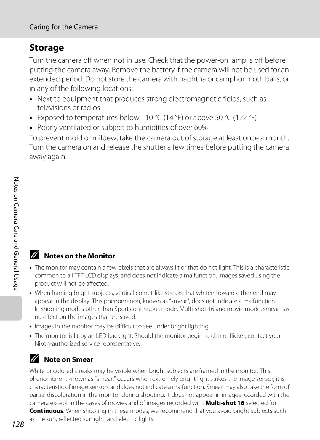 Nikon L310, 26331 user manual Storage 