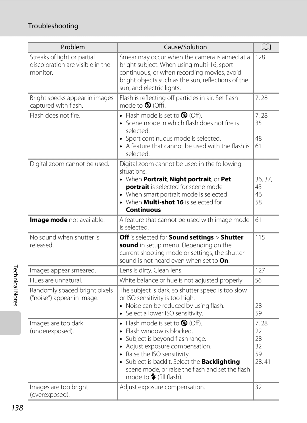 Nikon L310, 26331 user manual 138, When Portrait, Night portrait, or Pet, Continuous 