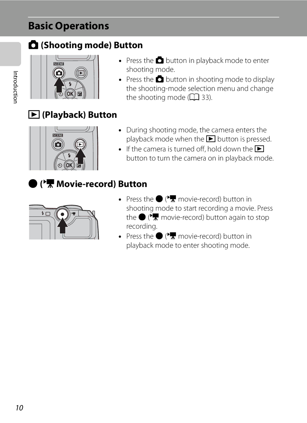 Nikon L310, 26331 user manual Basic Operations, AShooting mode Button, CPlayback Button, EMovie-record Button 