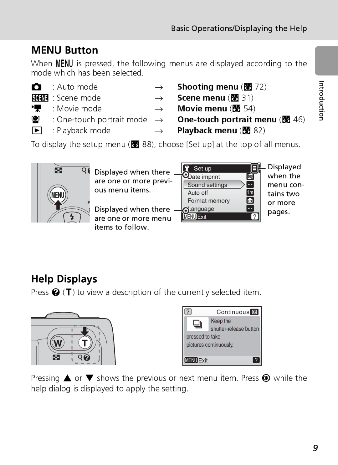 Nikon L5 manual Menu Button, Help Displays 