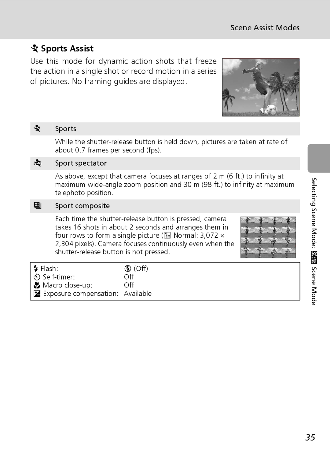 Nikon L5 manual Sports Assist 