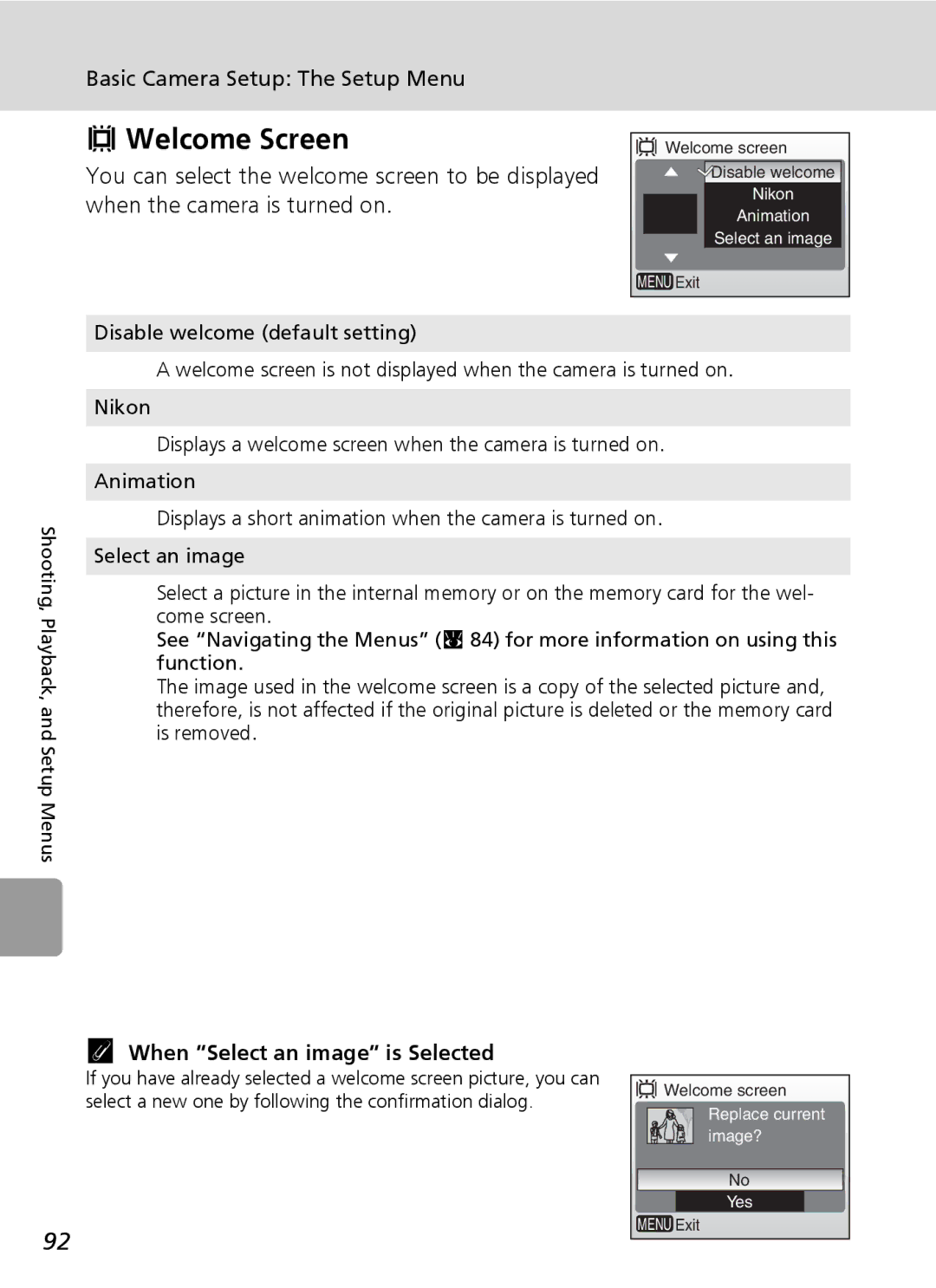 Nikon L6 manual Welcome Screen, When Select an image is Selected 