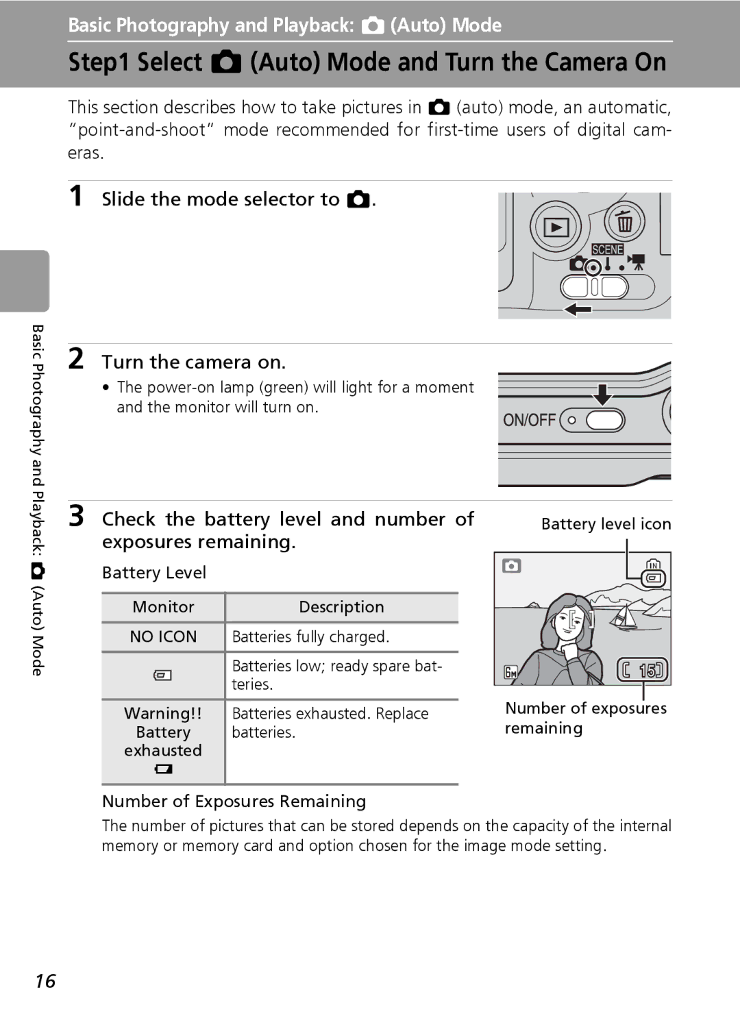 Nikon L6 manual Select L Auto Mode and Turn the Camera On, Slide the mode selector to L, Turn the camera on 