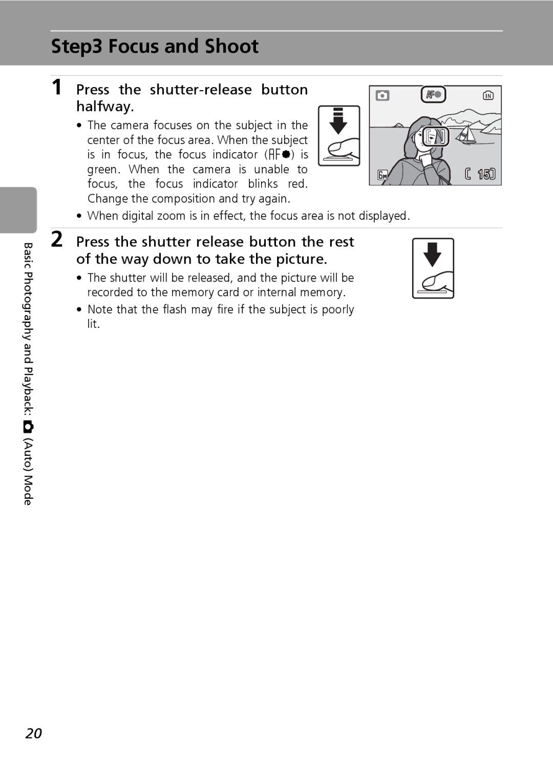 Nikon L6 manual Focus and Shoot, Press the shutter-release button halfway 