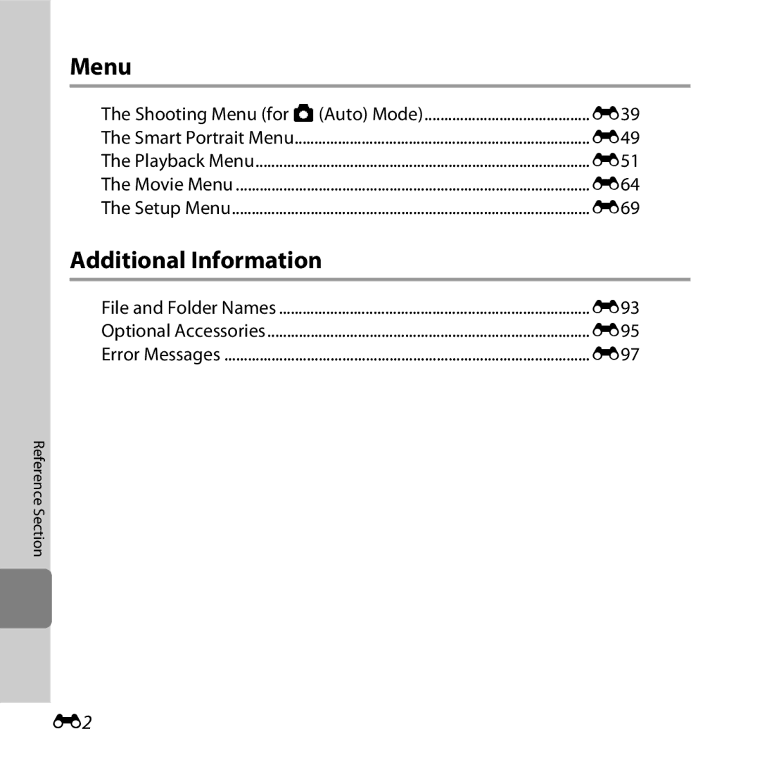 Nikon L610 Black, L610 Red, COOLPIXL610SIL, COOLPIXL610BLK, 6MNA8611-02, CT2H02 manual Shooting Menu for AAuto Mode 