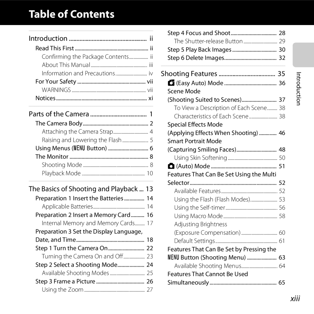 Nikon L610 Black, L610 Red, COOLPIXL610SIL, COOLPIXL610BLK, 6MNA8611-02, CT2H02 manual Table of Contents 